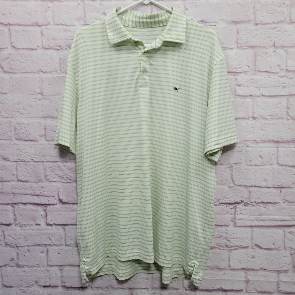 Vineyard Vines Sankaty Polo Shirt Mens XL Striped Performance Preppy Golfcore